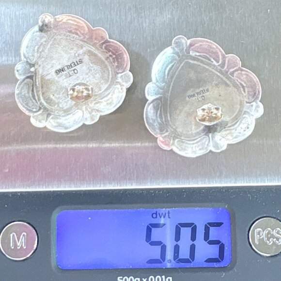 VTG Sterling Silver 925 Turquoise Bear Paw Heart Earrings Size 1" Length - Picture 11 of 11